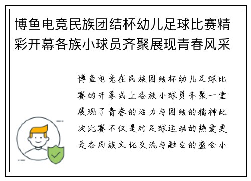 博鱼电竞民族团结杯幼儿足球比赛精彩开幕各族小球员齐聚展现青春风采